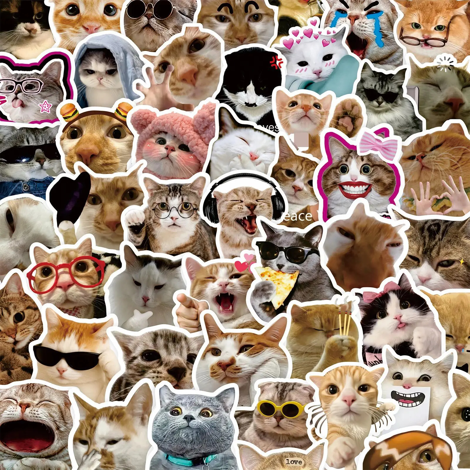 100 pçs engraçado bonito gato meme animais adesivos kawaii decalques scrapbooking notebook bagagem portátil skate adesivo brinquedo