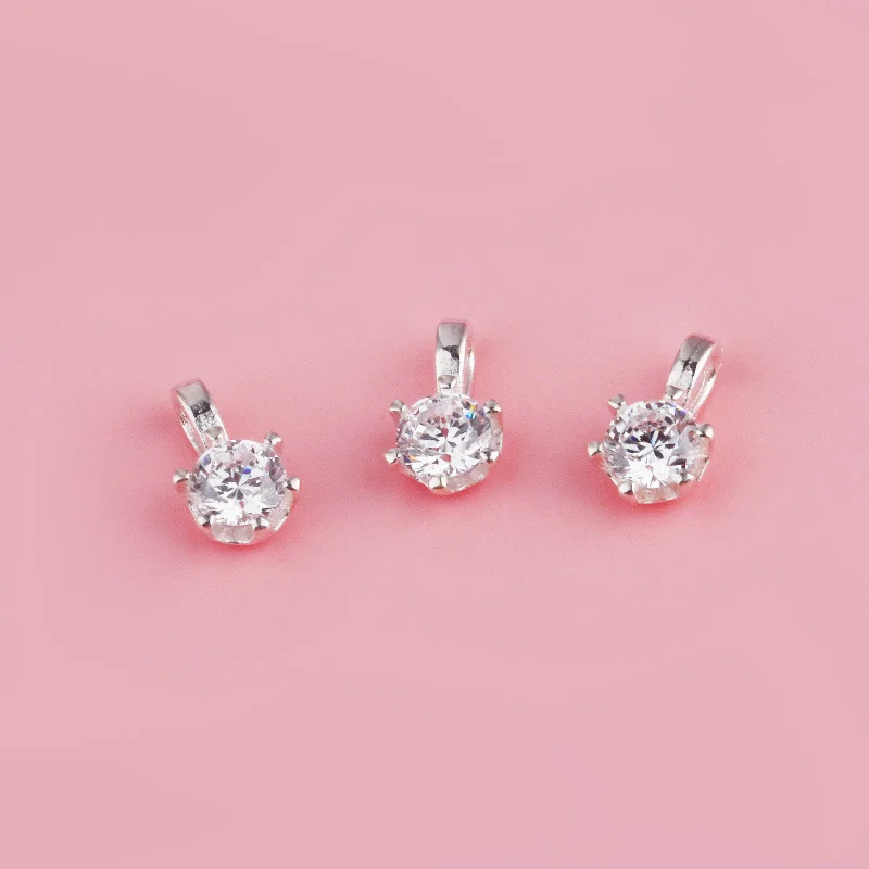 S925 sterling silver, finely crafted round white zircon pendant, diy bracelet, necklace, earrings and accessories