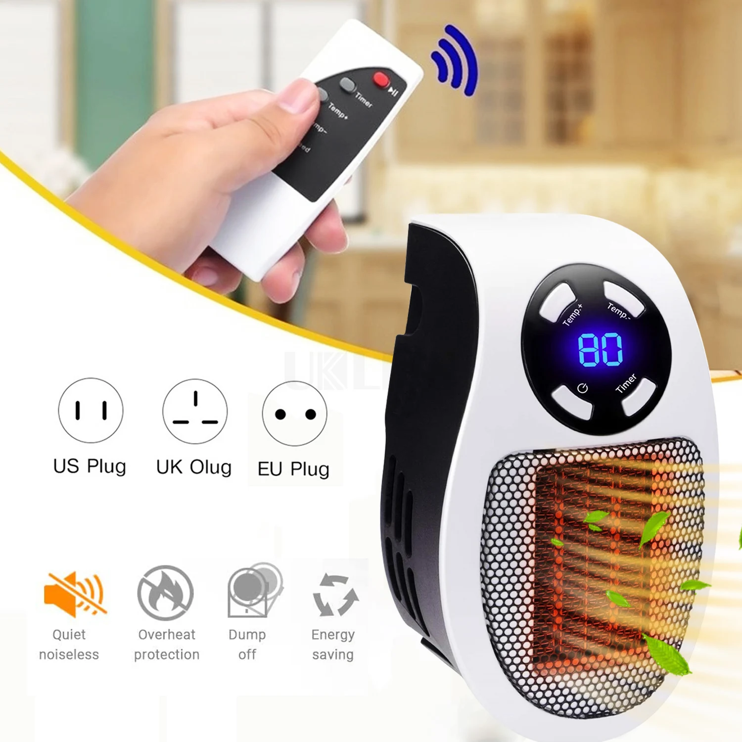 2022 New In Winter Popular Wall Mounted Air Heater Plug In Electric Heater Winter Heating Artifact Portable PTC Ceramic Heating