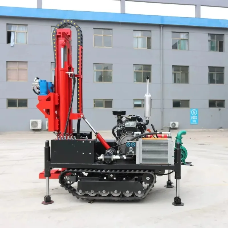 Dual Power Head Hydraulic Crawler Rotary Rock Down Hole Drill Rig Machine Borehole 35HP Water Well Drilling Rig