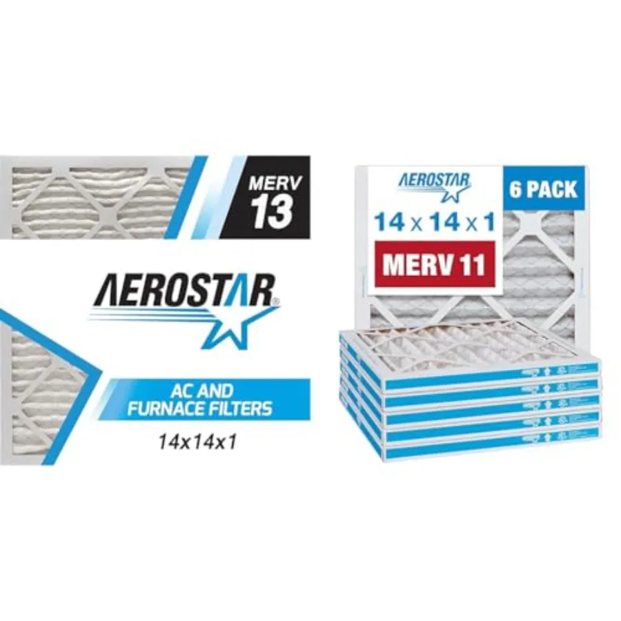 

Комплект из 6 гофрированных воздушных фильтров MERV 13 и 11 для систем отопления и кондиционирования, размер 13 3/4 x 13 3/4 x 3/4 дюйма (фактический размер)