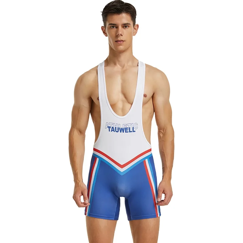 

TAUWELL Men's Bodysuit Wrestling Suit Sports Fitness Training Suit Weightlifting Clothes High Elastic Sexy Bodysuit Tank Top Fas