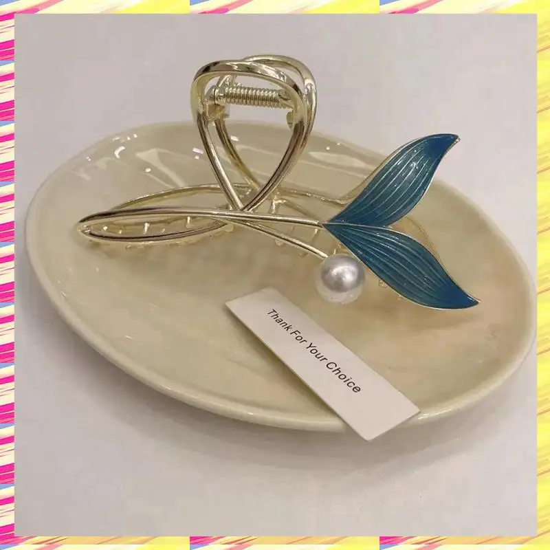 ABJJ Fermagli per capelli a coda di pesce blu Mollette per capelli con clip in metallo dorato Parti di ricambio per capelli grandi per donne e ragazze