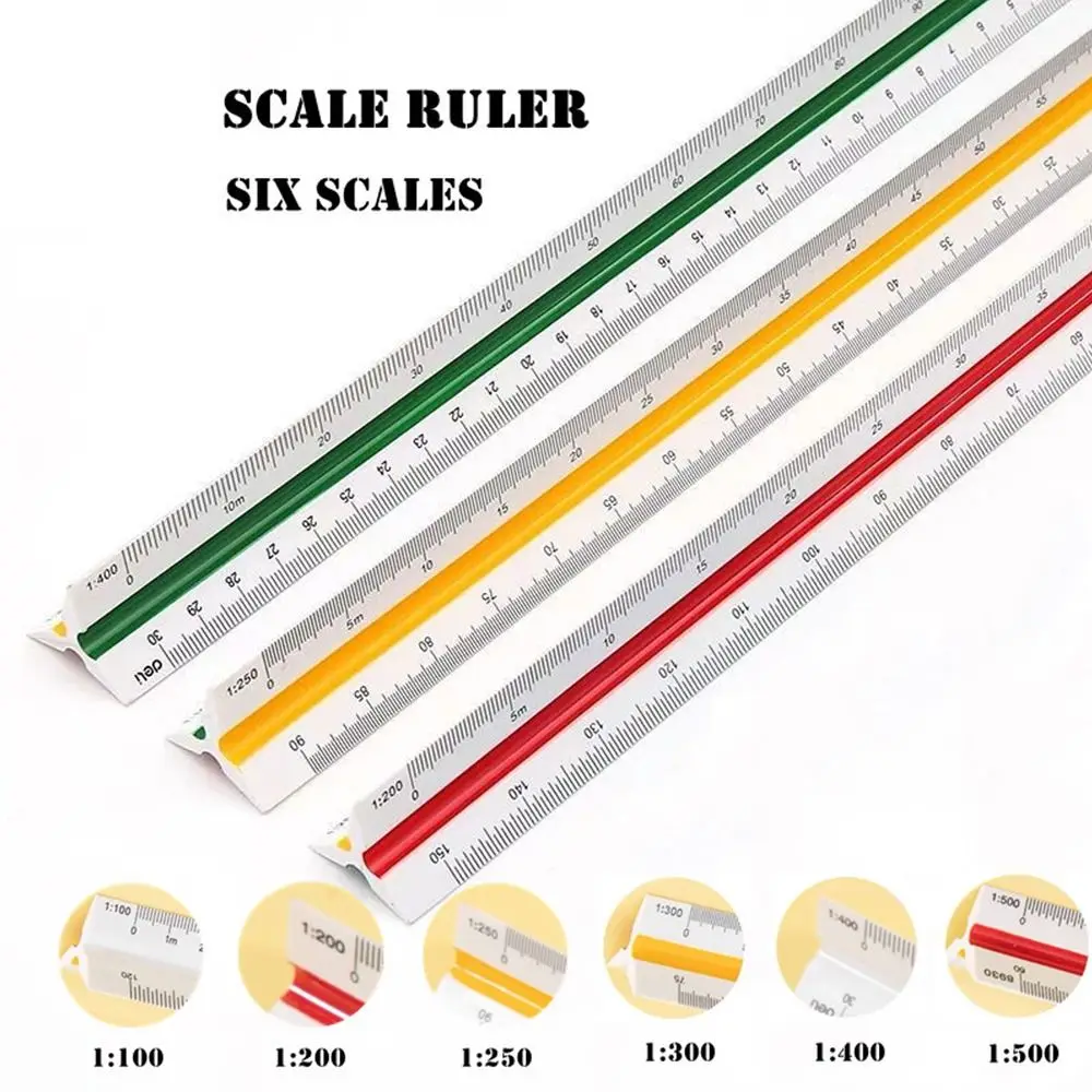 30cm Multi-color Triangular Scale Ruler Plastic Multi-functional Design Ruler for Architect Engineer Drafting Design Tool