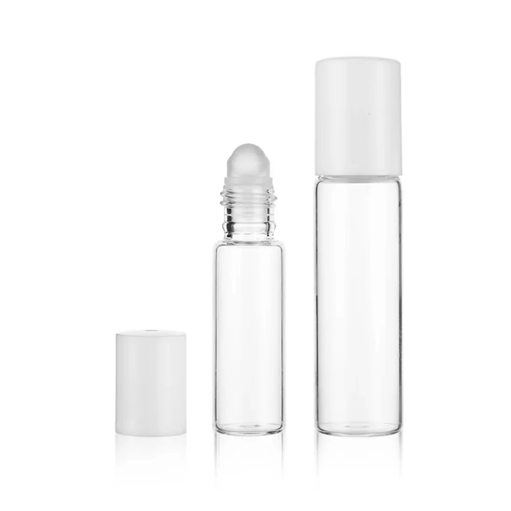Essential Oil Roller Bottles 10ml 5ml Transparent Glass Roll On Bottle Travel Sample Test Essential Oil Vials With Roller Ball