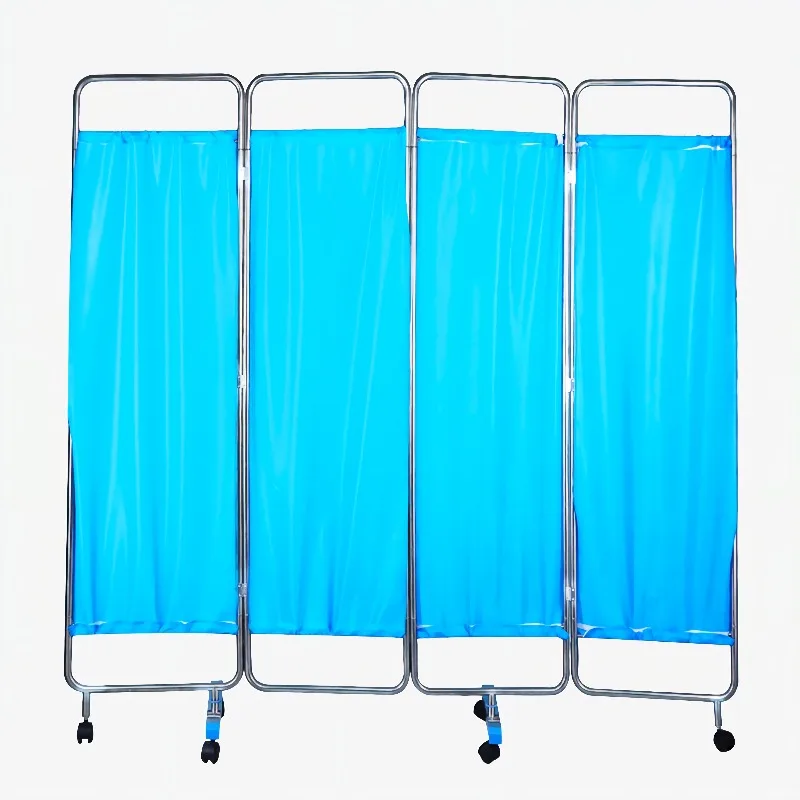 مستشفى الطبية رخيصة الثمن 201 الفولاذ المقاوم للصدأ طوي المنقولة 2 3 4 5 شاشة مقسم قابلة للطي مع عجلات #3