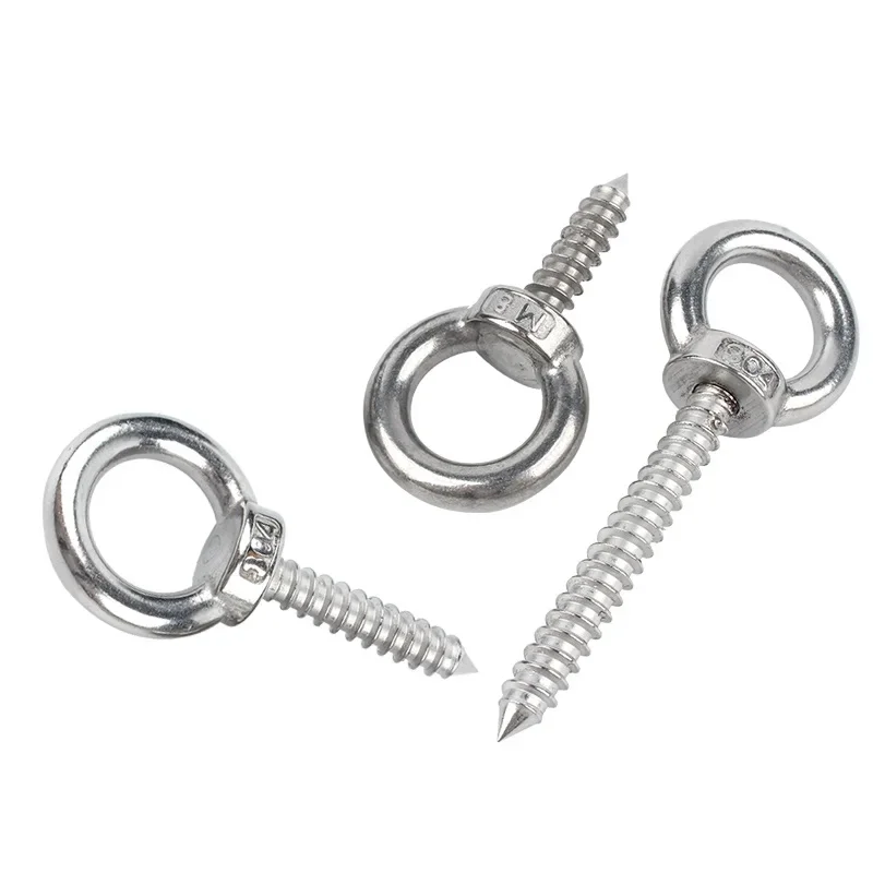 304 A2 Stainless Steel Lifting Ring Screw, Sheep Eye Ring Self Tapping Bolt, Lifting Ring Nut, Self Tapping Wood Screw M4~M12