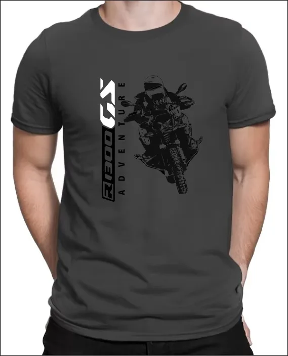 2026 Men R1300 GS Adventure Motorcycle Rider Graphic T Shirt Biker Short Sleeve Heather Grey Cotton Oversized Tee