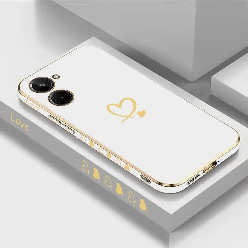 Gemini Love Luxury Plating Phone Case For OPPO Realme 10 9 9i 8 8i 7 7i 6 Pro Plus C30 C31 C35 C20 C21Y C25 C25S Cover