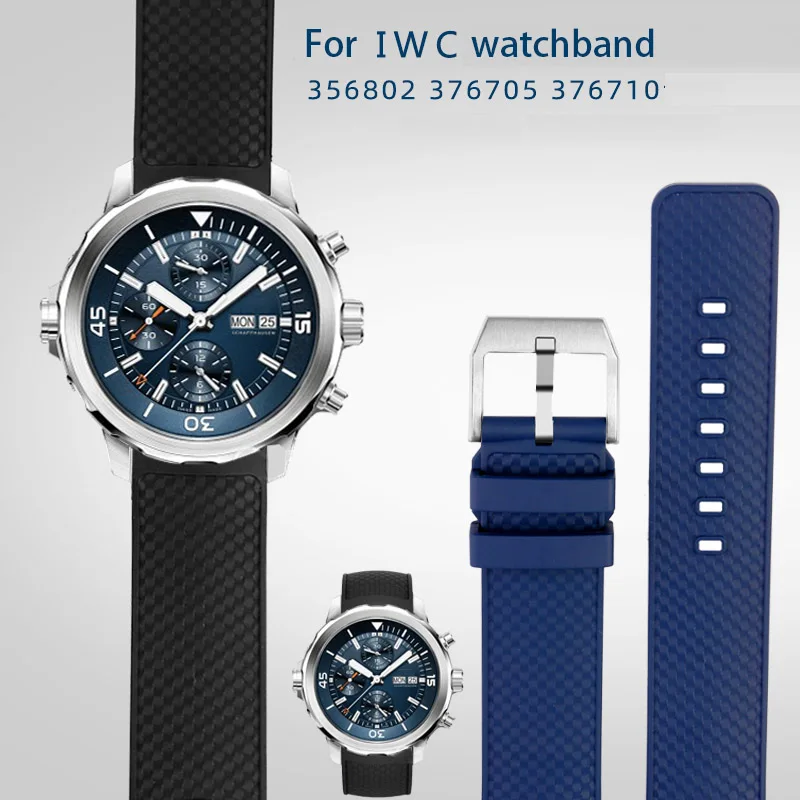 

22mm high-quality fluororubber watch band for IWC ocean timepiece watch 356802 376705 376710 series wristband men's rubber strap