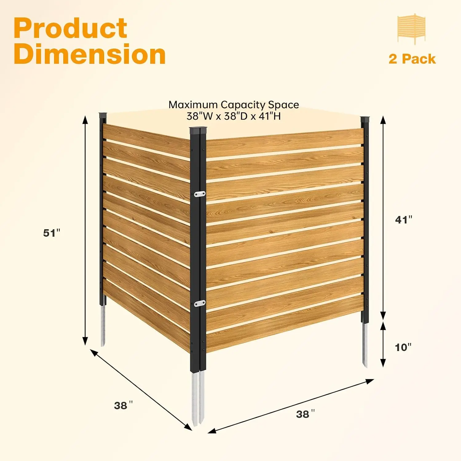2 Panels Wood Privacy Screen, 41