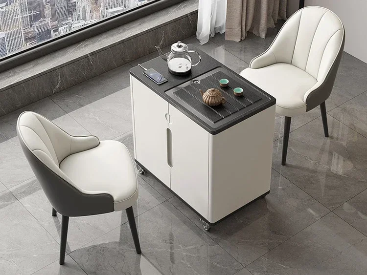 

с простой эстетикой, небольшой бытовой чайной водой, чайником и встроенной кременной чайной тележкой. Мебель для гостиной