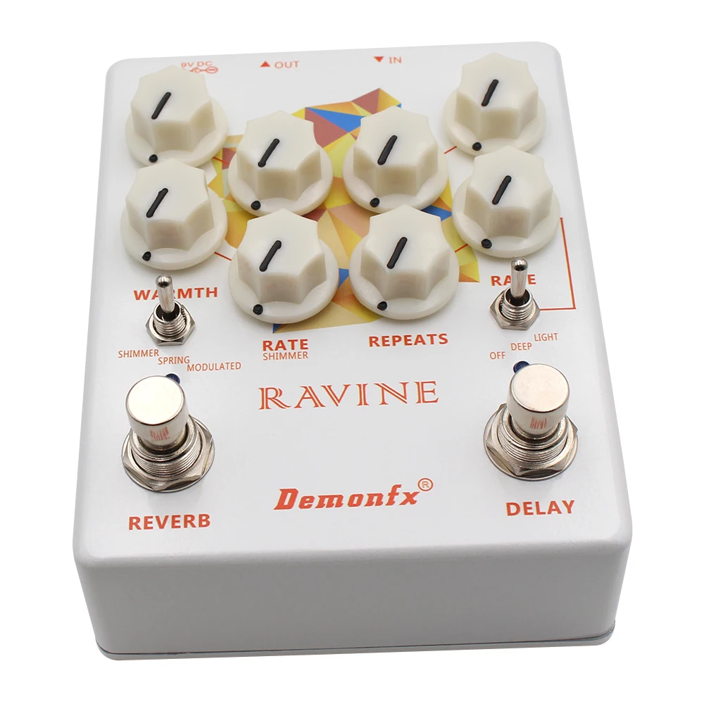 Demonfx-RAVINE Guitar Effect Pedal, REVERB Delay Pedal, True Bypass, High Quality, New