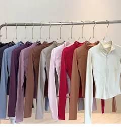 Outdoor Running Yoga Jacket Elasticity Women's Sports Jacket Gym Sports Long Sleeves Women Quick-Drying Tights Zipper Hoodie