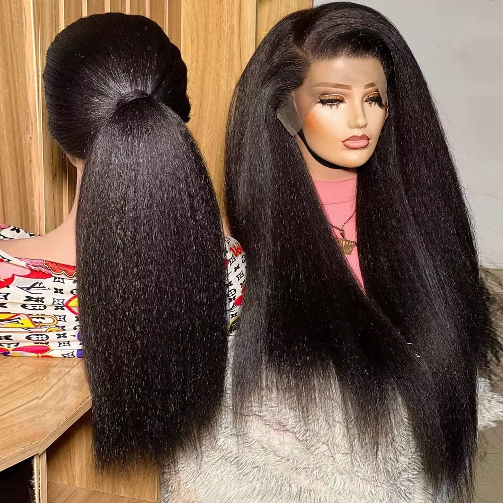 

Invisible Strap 360 Lace Front Wigs Human Hair Kinky Straight Preplucked 13X4 5X5 HD Lace Wig Drawstring Glueless Wig For Women