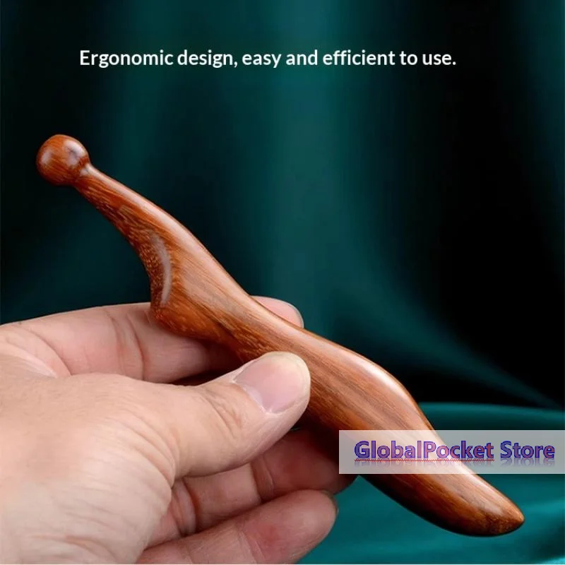 

[TG823]Acupressure Tool Sandalwood Meridian Massage Stick For Body Therapy Muscle Relaxation Foot Massager Scraping Gua Sha Self