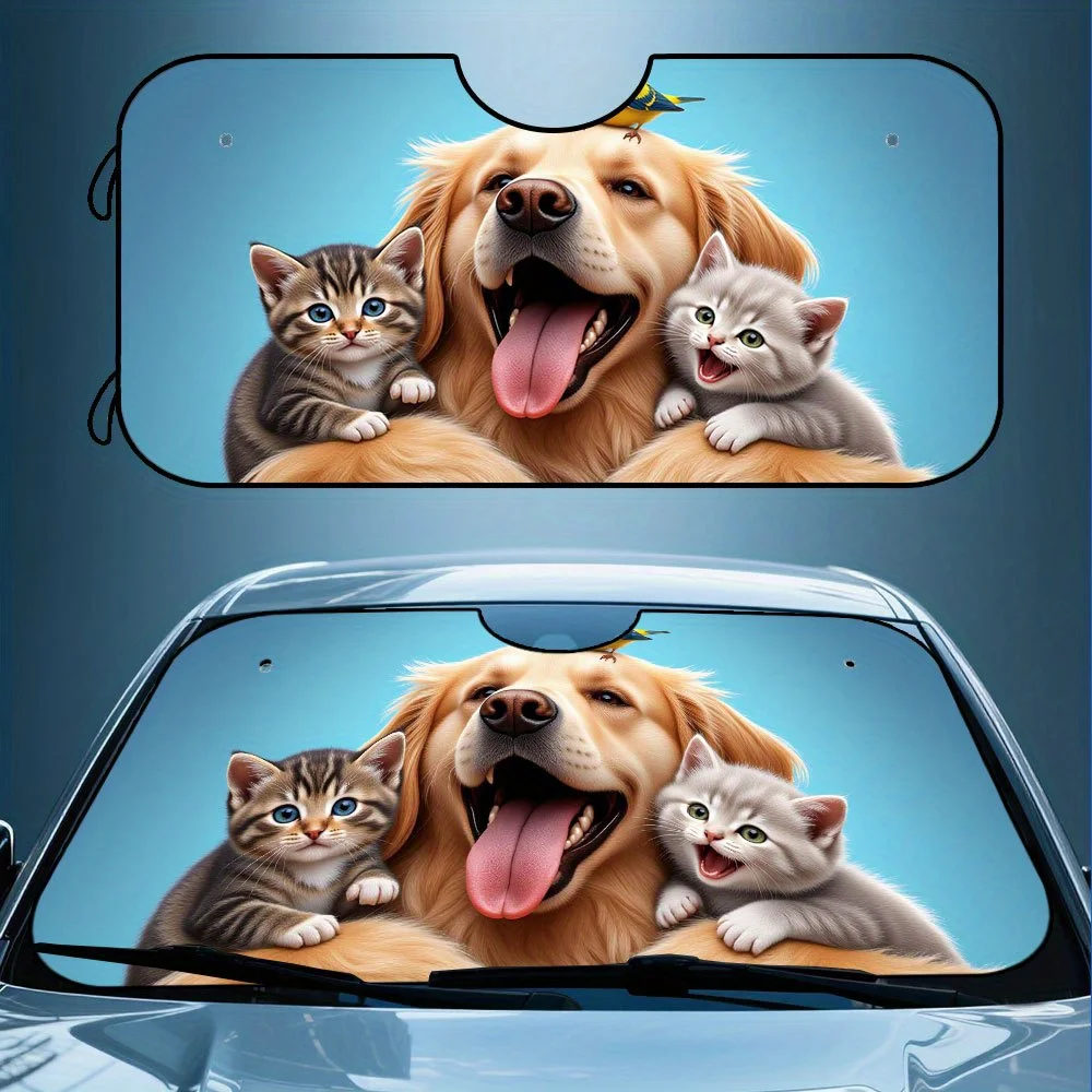 

1 шт., золотистый ретривер, котенок, попугай, домашние животные, глаза, солнцезащитный козырек для автомобиля, насадка на присоске, подходит для занятых улиц и а