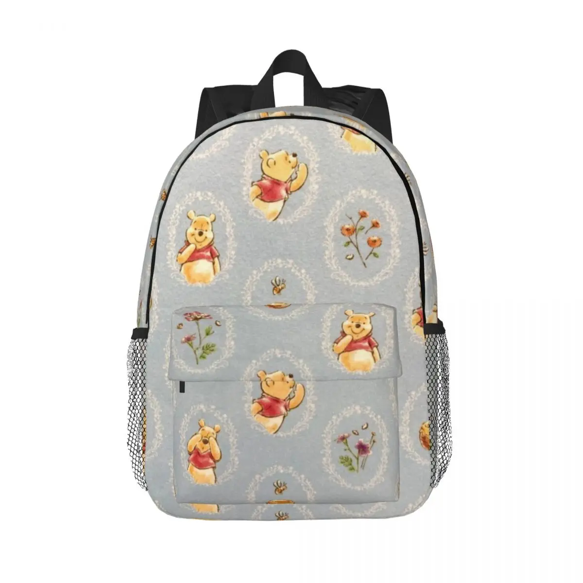 Pooh Bear 15-Inch Waterproof Backpack - Lightweight Travel Bag with Multiple Pockets for Organization