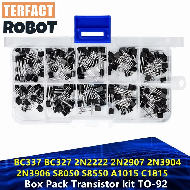 BC337 BC327 2N2222 2N2907 2N3904 2N3906 S8050 S8550 A1015 C1815 10Values*20pcs=200/set Transistors Box Pack Transistor kit TO-92