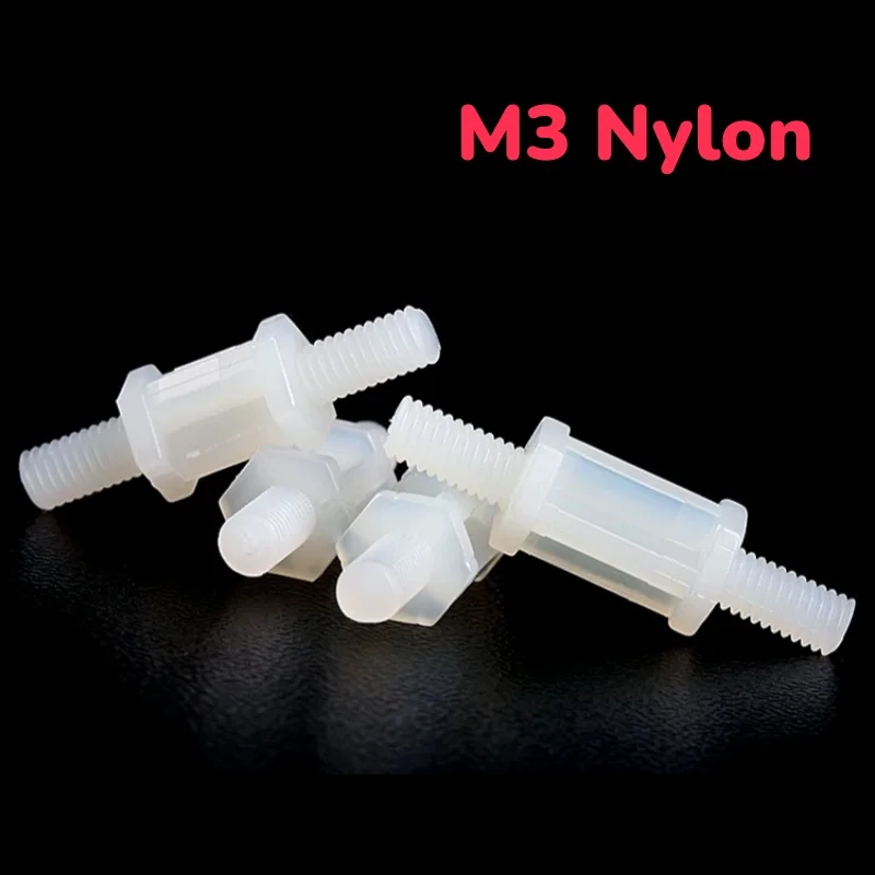 M3 Nylon Double Ended External Thread Hexagonal Column Plastic Standoff External Threaded Plastic Spacer for PCB Boards