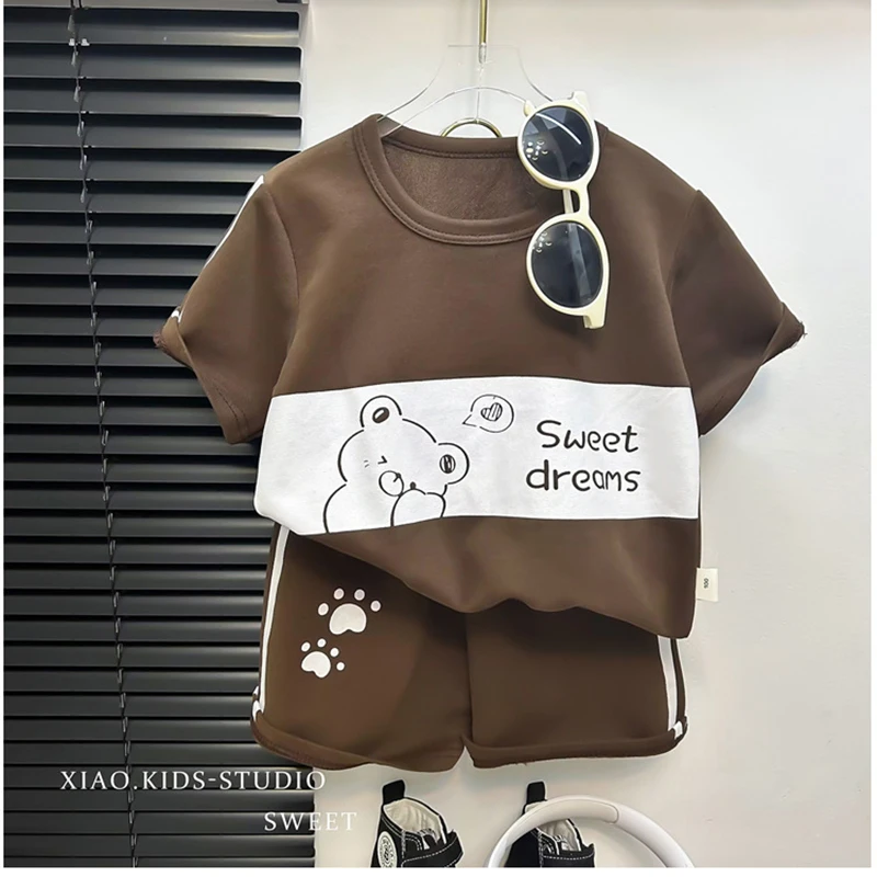 

2-6Y Summer Boys Clothing Set Comfortable Cartoon Bears T-shirt + Pants 2 Pcs Sport Suit For Kids Children Birthday Present