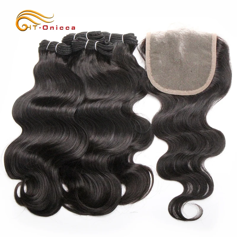 12A Body Wave Double Drawn Hair Bundles With Closure Human Hair Raw Brazilian Hair Bundles With Closure Human Hair Extensions