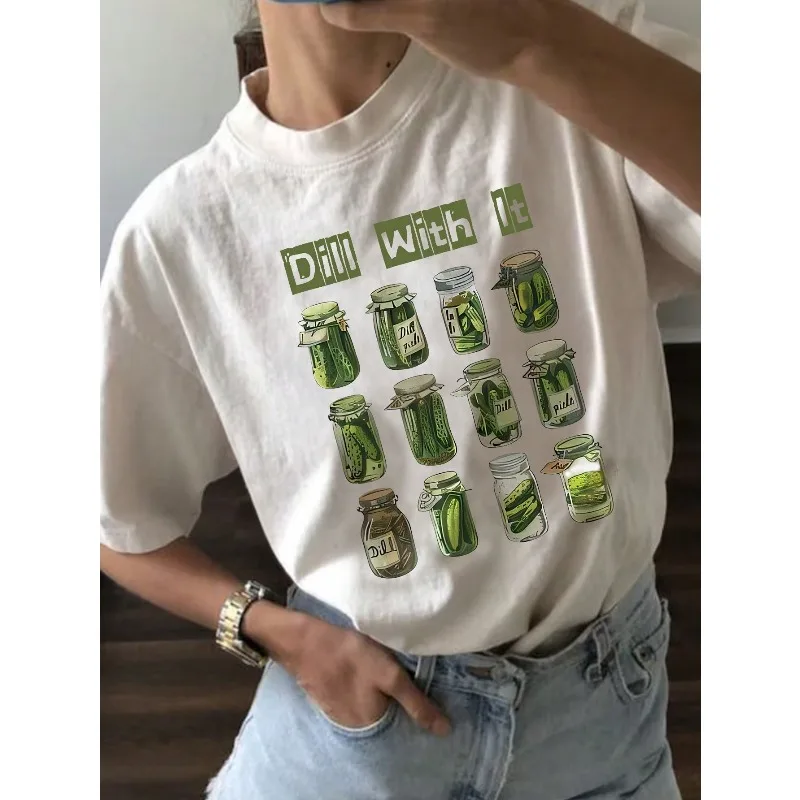 

INAWLY Kimchi Shirt Retro Shirt Pattern T-shirt Comfortable Women's Round Neck Retro Deere Kimchi T-shirt Fun Women's Loose Top