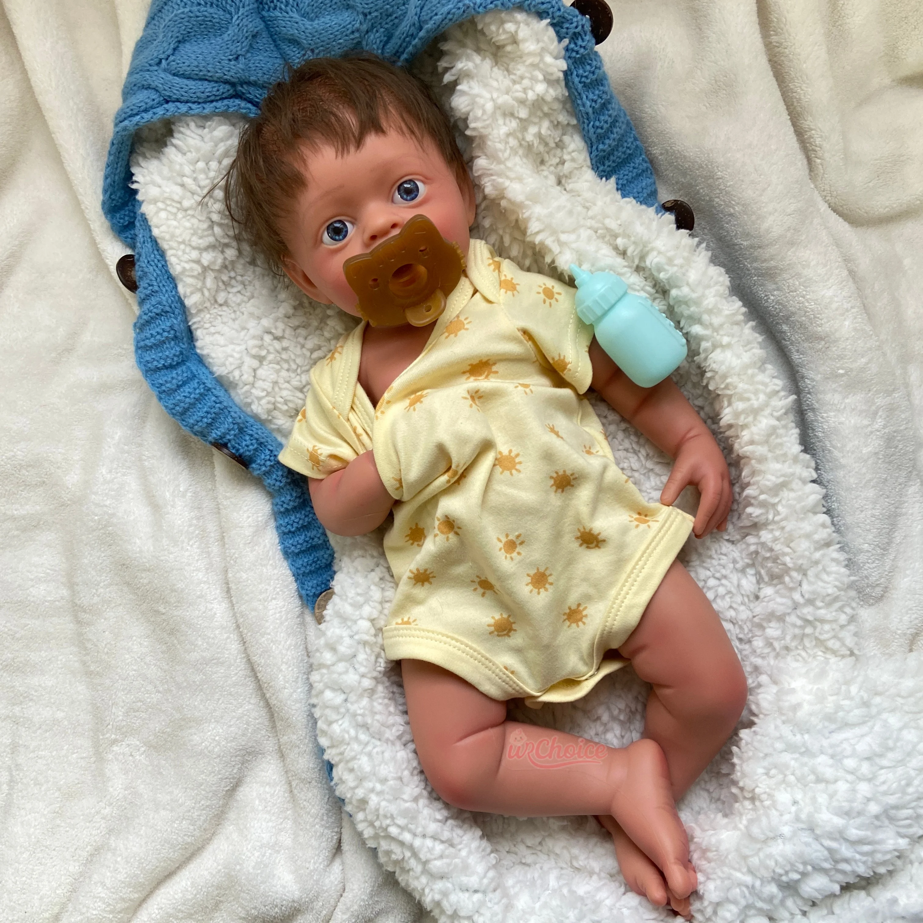 Custom 20 Inch Reborn Baby Dolls for Girls/Boy Full Body Silicone Lifelike Washable Newborn Rooted Hair Christmas Gift for Kids
