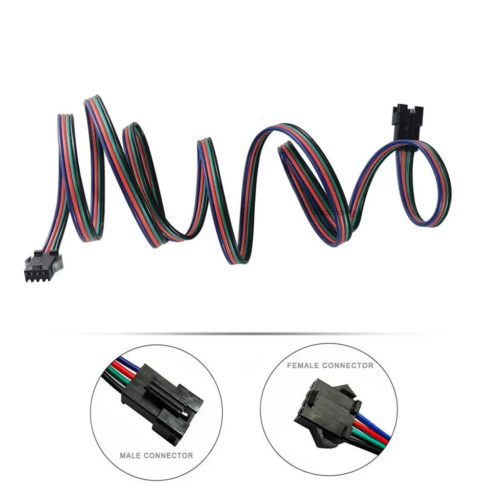 JST 4Pin RGB Extension Cable 22AWG SM Plug Male to Female Wire Connector Cable 0.5m 1m 2m 3m 5m