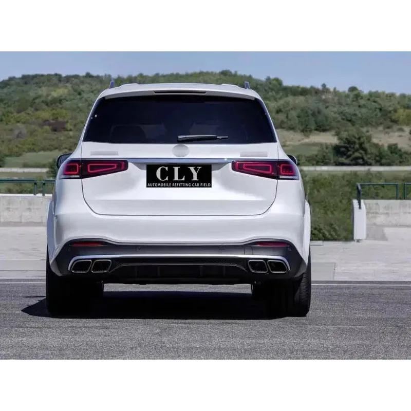 مصدات السيارة الأمامية والخلفية لـ 2020 2021 GLS Facelifts GLS63 مجموعات الجسم مصبغة السيارات أقواس العجلات الناشر ماسورة العادم #6
