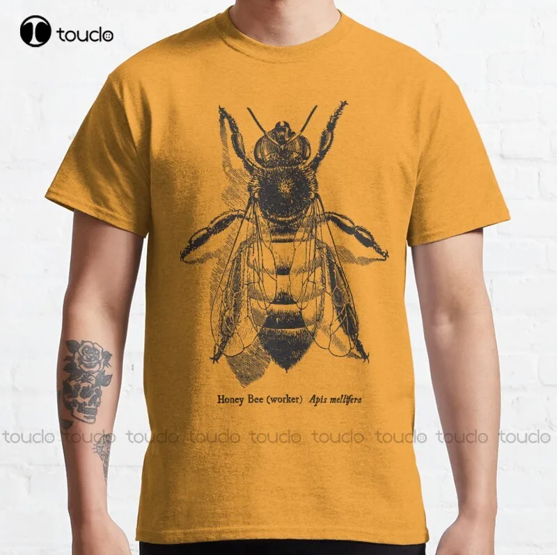 New Honey Bee -  Vintage Scientific Illustration Classic T-Shirt Mens Casual Shirts Cotton Tee Shirt Xs-5Xl Unisex Fashion Funny