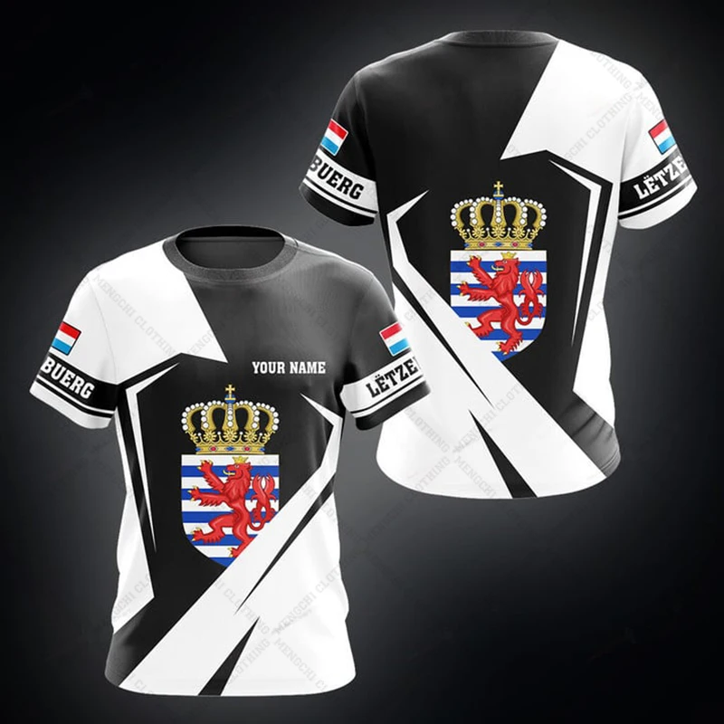 Custom Name Summer Casual Luxembourg Flag Graphic T-shirts Cool Men's Fashion Jersey Soft Short Sleeve Tops Fast Dry Sportswear