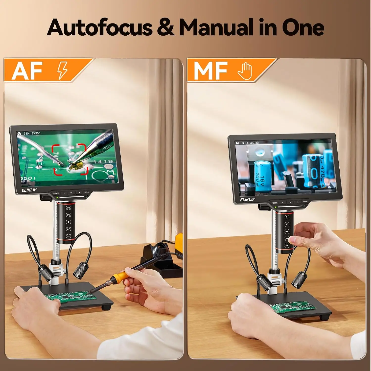 Elikliv Autofocus Digital Microscope EM3K-AF Max 10.1