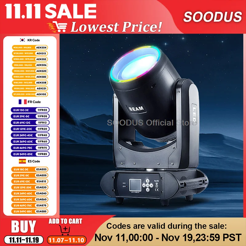 

Светодиодный луч с подвижной головкой Smart DMX512 RDM Control Stage Light Динамический световой эффект Прожекторы для свадебного шоу DJ Disco KTV