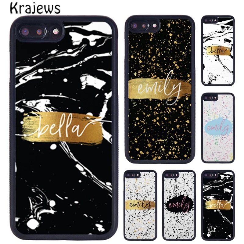 Krajews PERSONALISED INK SPLATTER NAME Phone Case For iPhone 16 15 14 XR XS 11 12 mini 13 Pro MAX Plus cover coque