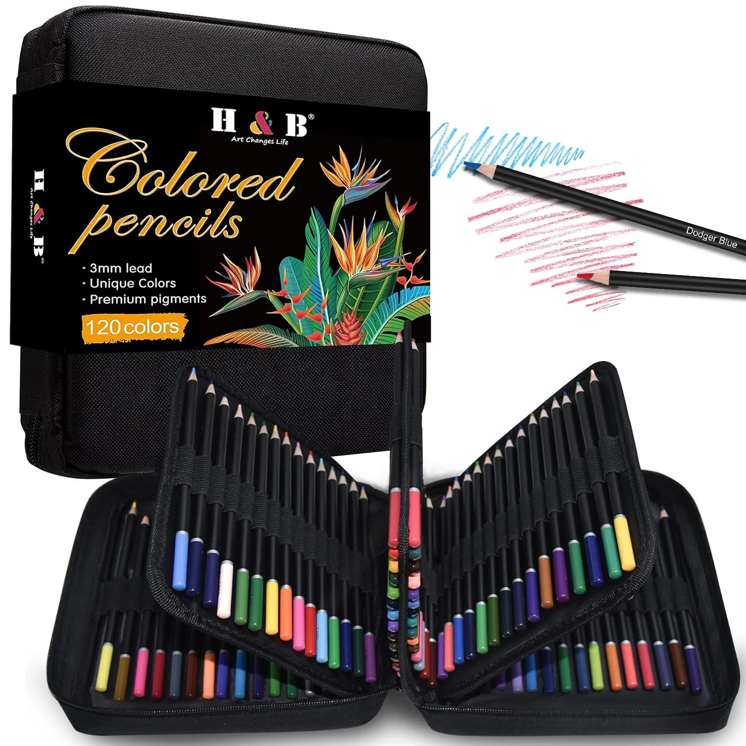 

72/120 Colored Pencils Zipper Case Set,Soft Core Colored Leads for Artists,In Neat,Strong Carry-Anywhere Zipper Case