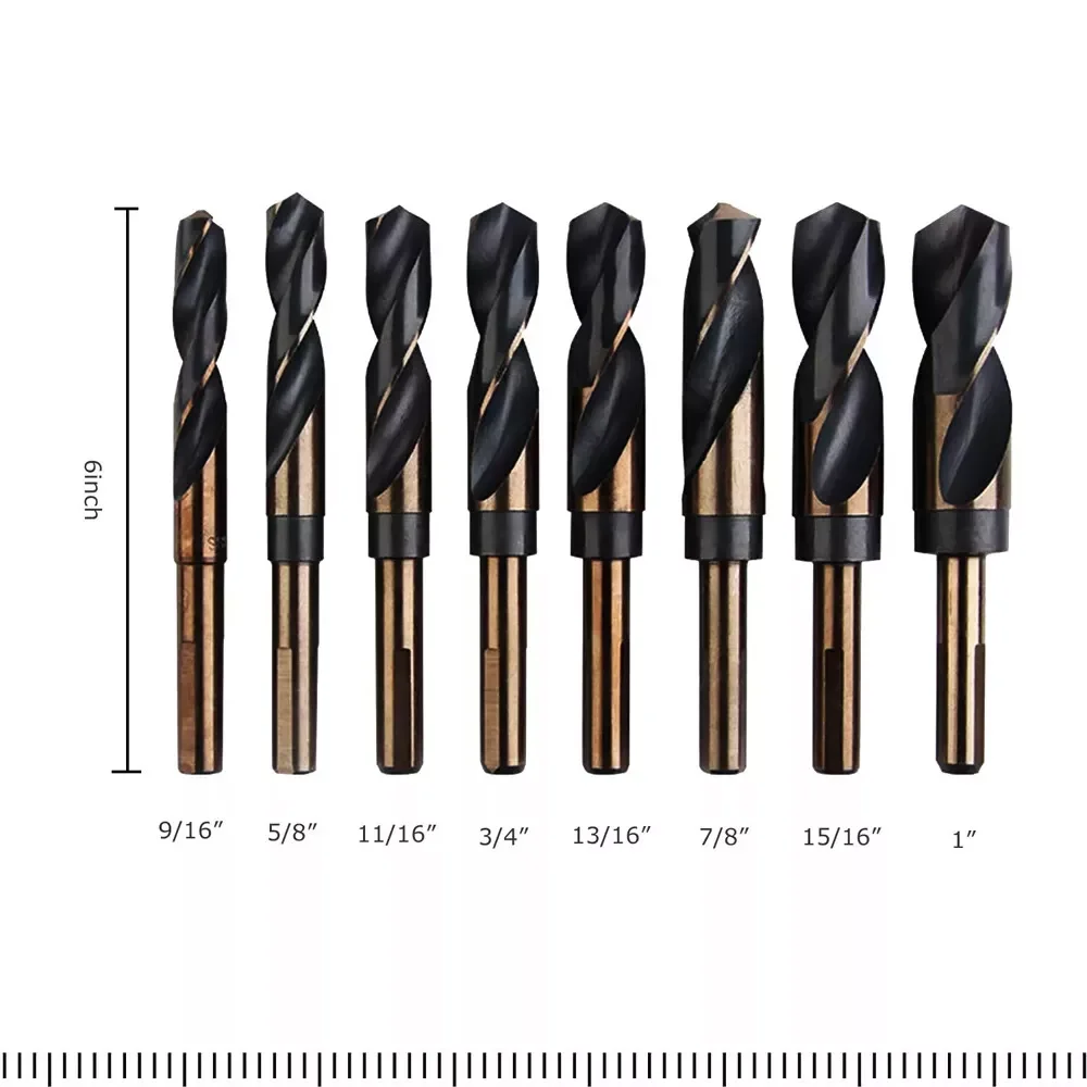Set di punte da trapano HSS in argento cobalto e deming di grandi dimensioni da 9/16 pollici a 1 pollice M2 Accessori per utensili multifunzione in acciaio ad alta velocità