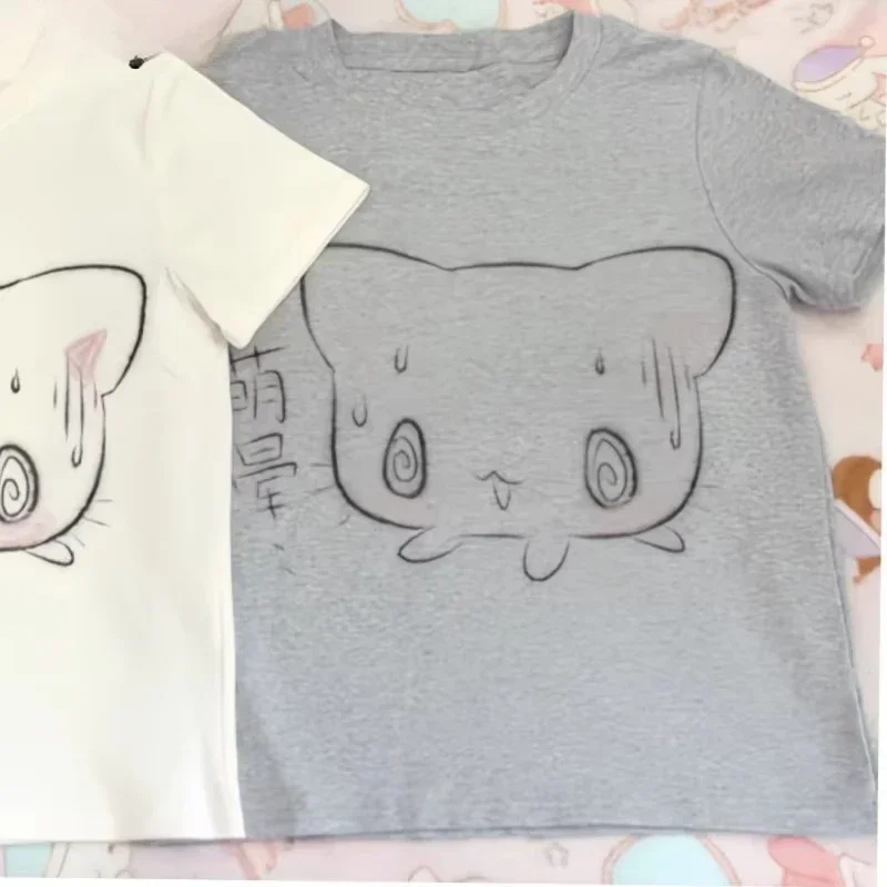 Women's Japanese T-shirt Short Sleeve Round Neck Clothing Fashionable Casual Cute Summer T-shirts  Anime Y2k Printed T-shirts image 3