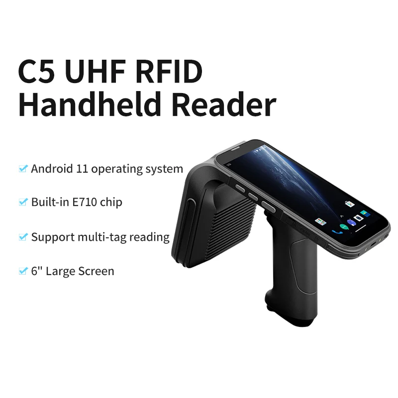 UHF Handheld RFID Reader Long Range UHF RFID Reader Android 11.0 with Wifi BT 4G GPS Camera Function for Warehouse Manage