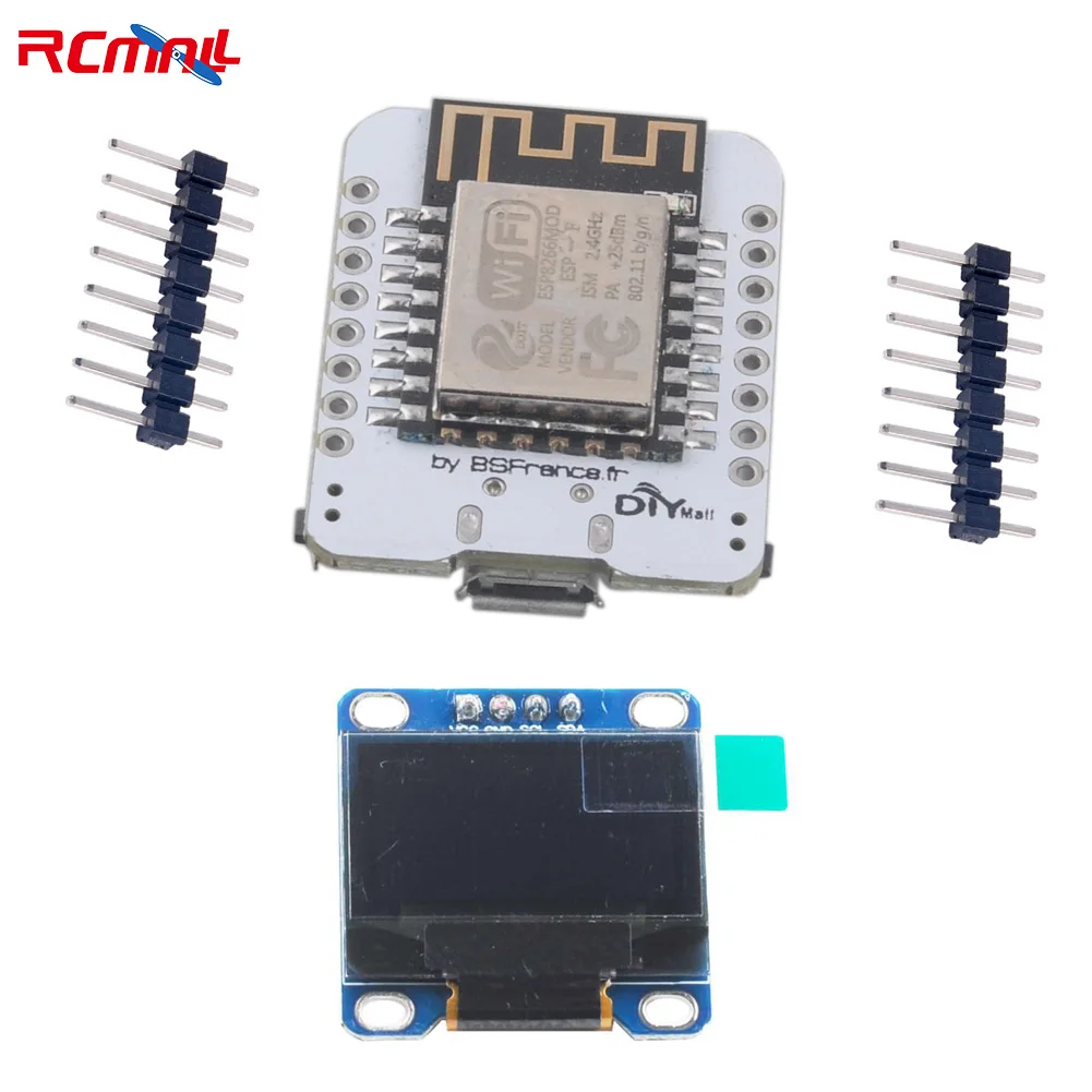 

RCmall MiniDK ESP8266 NodeMcu 4M Lua WIFI Development Board CP2104 ESP-12F + 0.96 inch OLED IIC Display Module for Arduino IOT