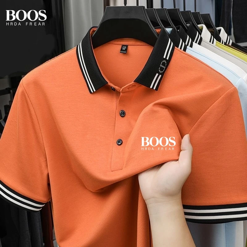 

New men's high-quality short sleeved polo shirt, summer fashion, casual, comfortable, breathable top