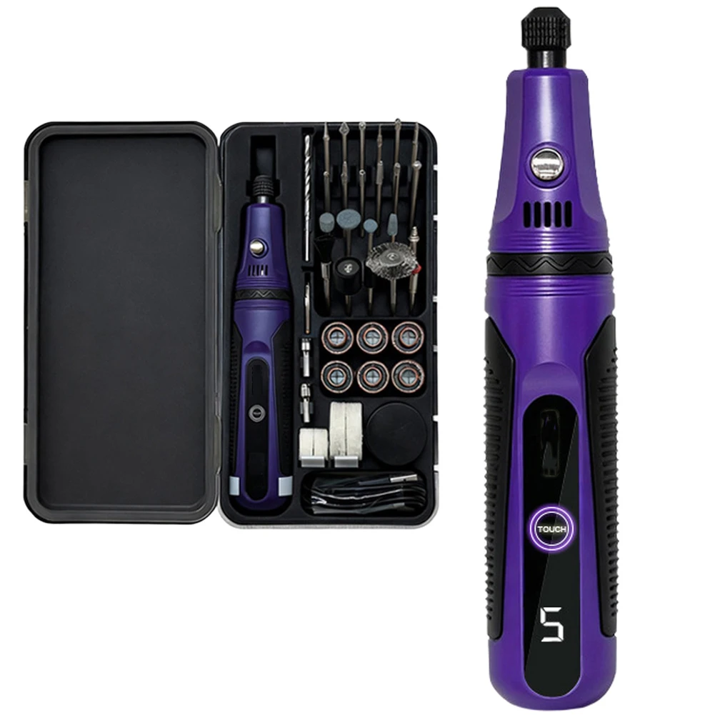 1set 3.6V Cordless Electric Grinding Engraving Pen Rotary Tools Grinder Polisher Engraver With Touchscreen Digital Display
