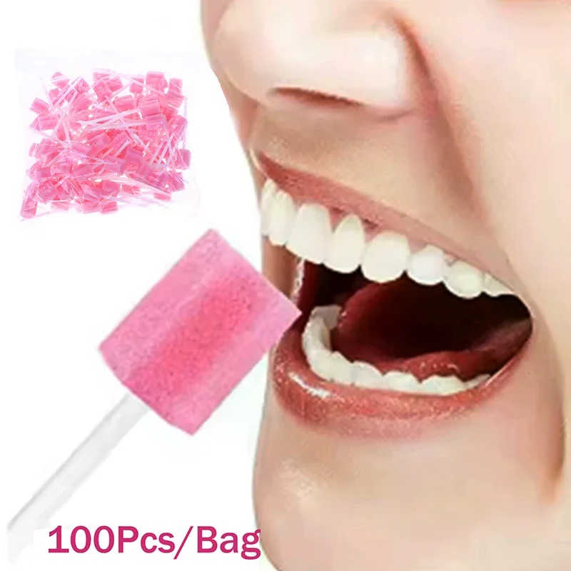 Single Use Disinfectant Stick Plum Blossom Cleaning Accessories Dental Materials 100Pcs Disposable Sponge Stick Oral Swabs