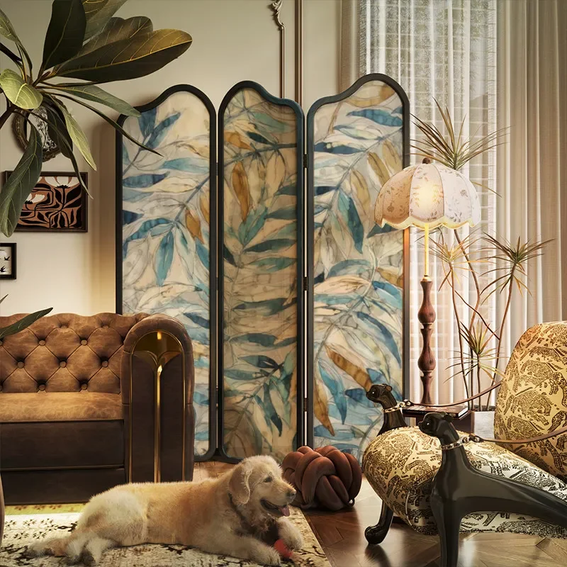 Aura  French Folding Mobile Screen Partition  Living Room Porch Household Sofa Balcony Cover Decoration Bedroom Bedside