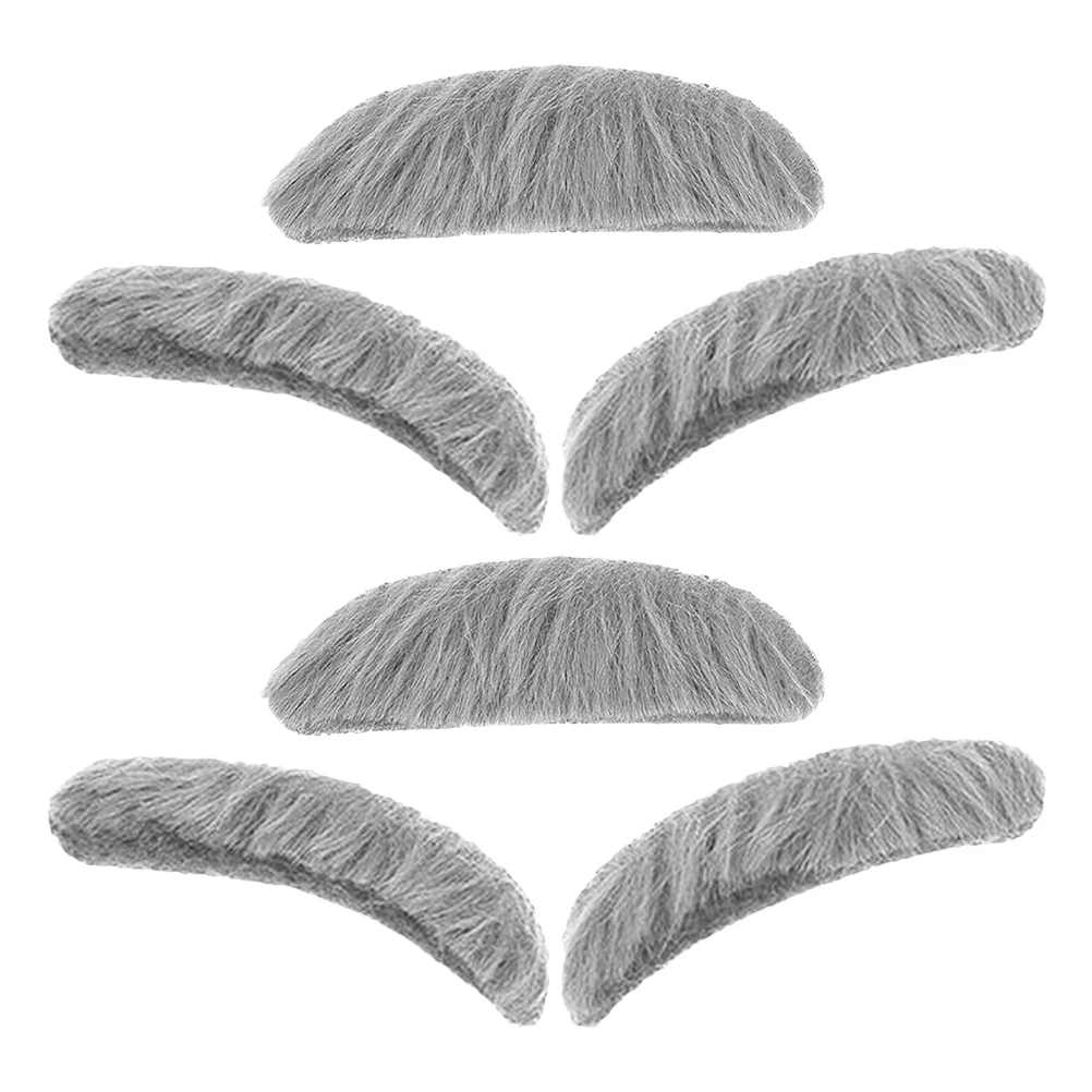 

2 Sets Fake Bearded Eyebrows Props Cosplay Mustaches Old People Costume for Adults Realistic Aldult