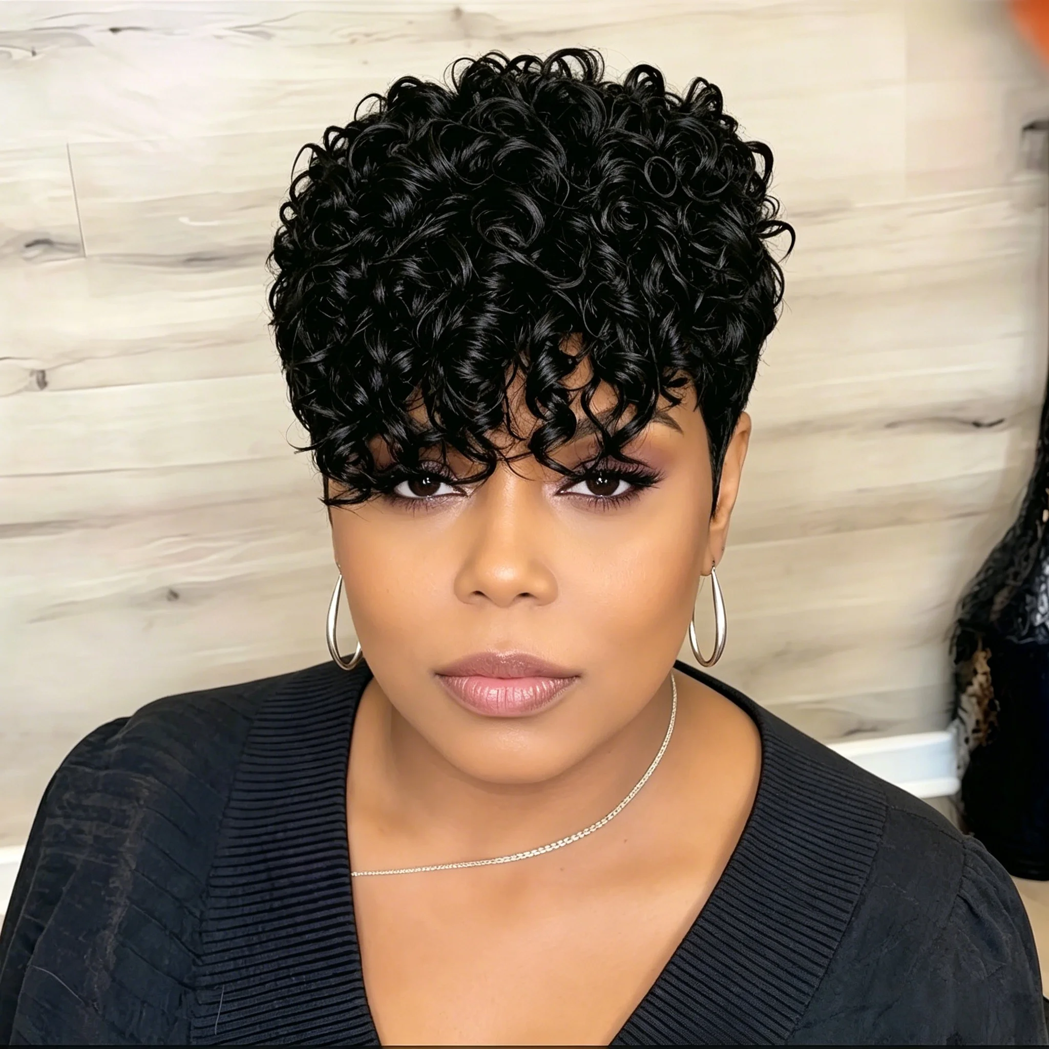8 Inches Pixie Cut Wigs for Women with Bangs
