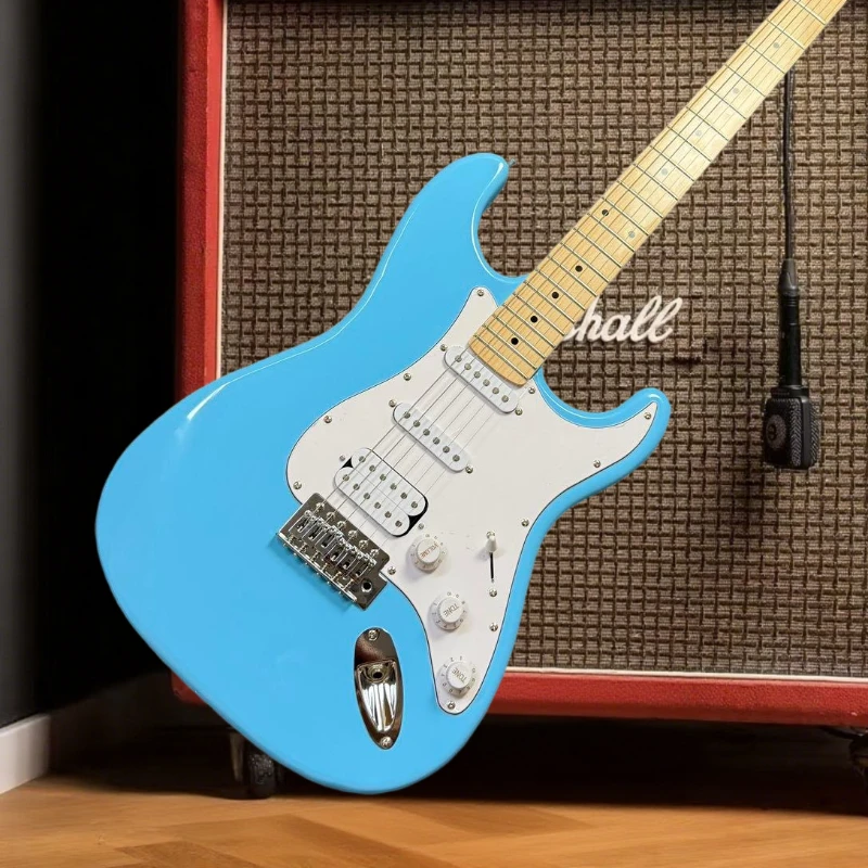 Blue STS Fortune Paulownia Wood Body Maple Fingerboard New Year Gift Fixed Bridge Electric Guitar Free Delivery