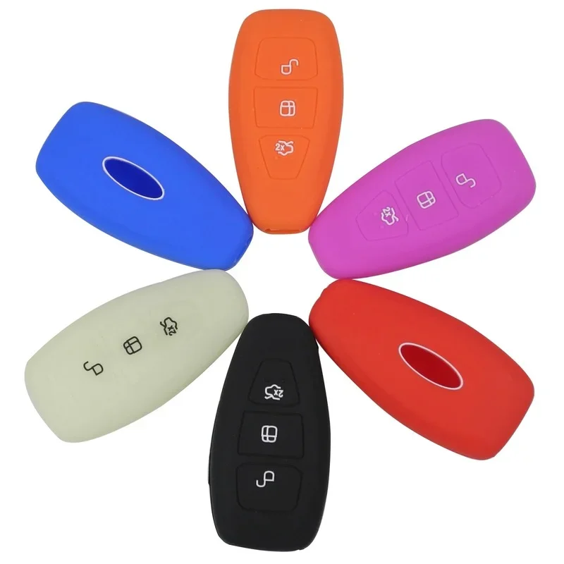 3 Buttons Silicone Remote Car Key Case Cover Fob For Ford Focus 3 MK3 Mondeo Fiesta Kuga Escape Ecosport 2013 2014