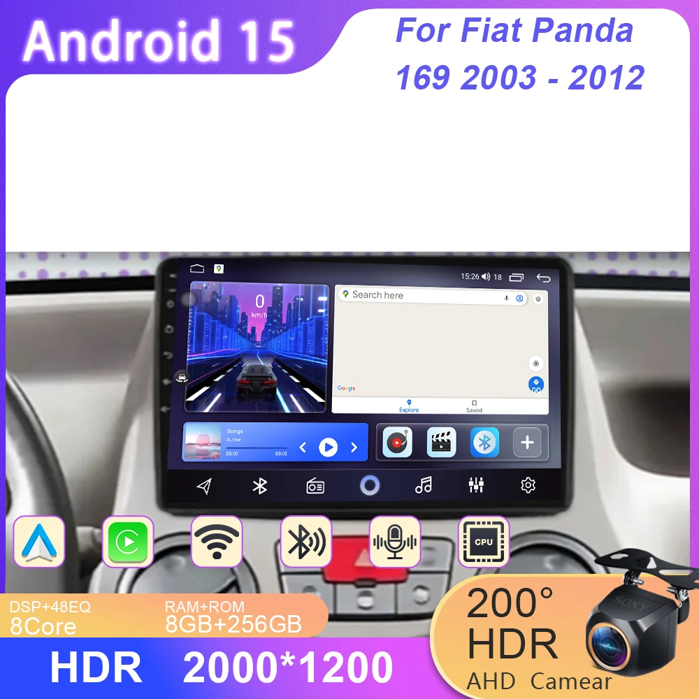 

Android 15 Auto Car Radio For Fiat Panda 169 2003 - 2012 Multimedia Video Player Stereo GPS Navigation Carplay WIFI No 2din DVD
