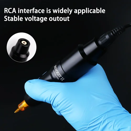 Imagen 2 del producto Rocket II-máquina de tatuaje profesional, pluma con interfaz RCA, Motor japonés, potente revestimiento y sombreado, juego de pistola de tatuaje rotativa